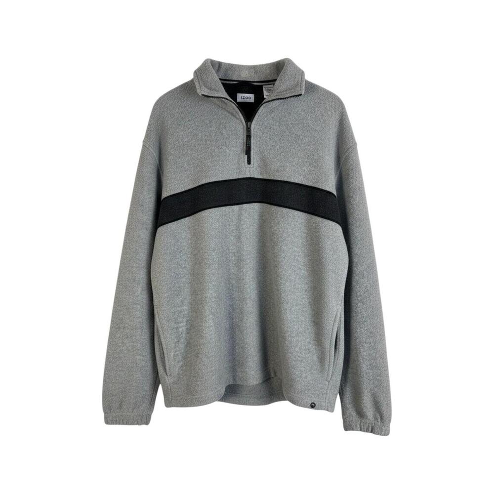 IZOD Gray Black Performance Fleece Pullover Gray Men's L